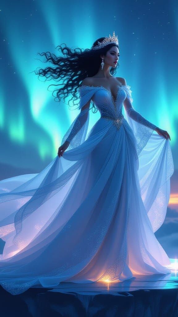 Celestial Queen on Floating Island in Baroque Style