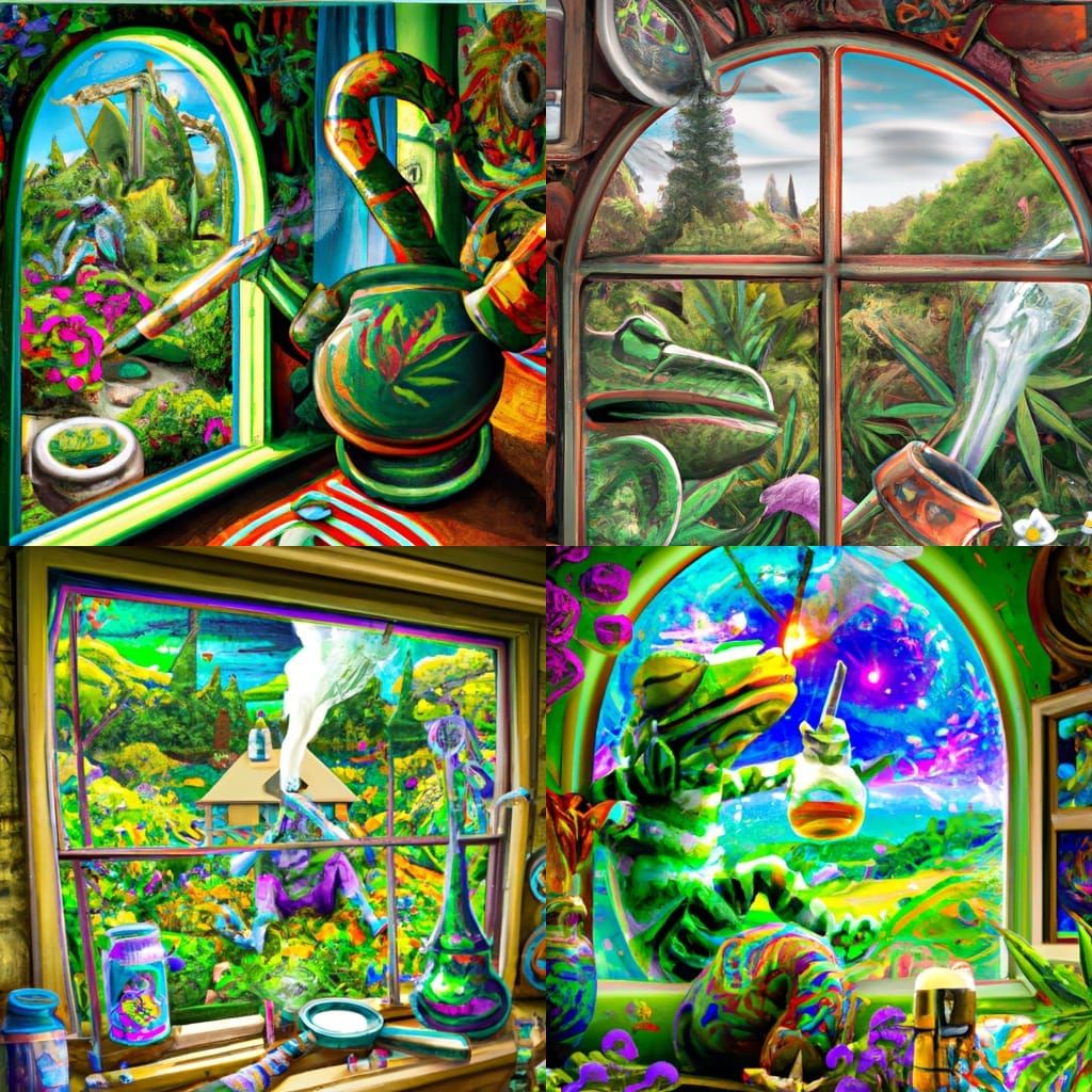 Lizard Smoking Pot in Astral Garden Illustration