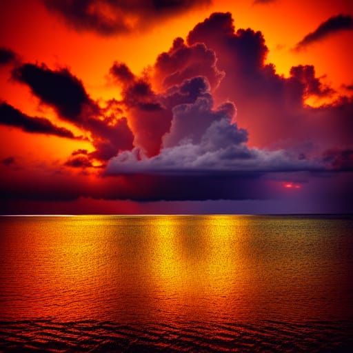 Glowing Door Amidst Golden Sunset Storm