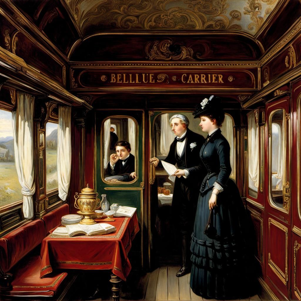Railway Carriage Interior in Belle Époque Style
