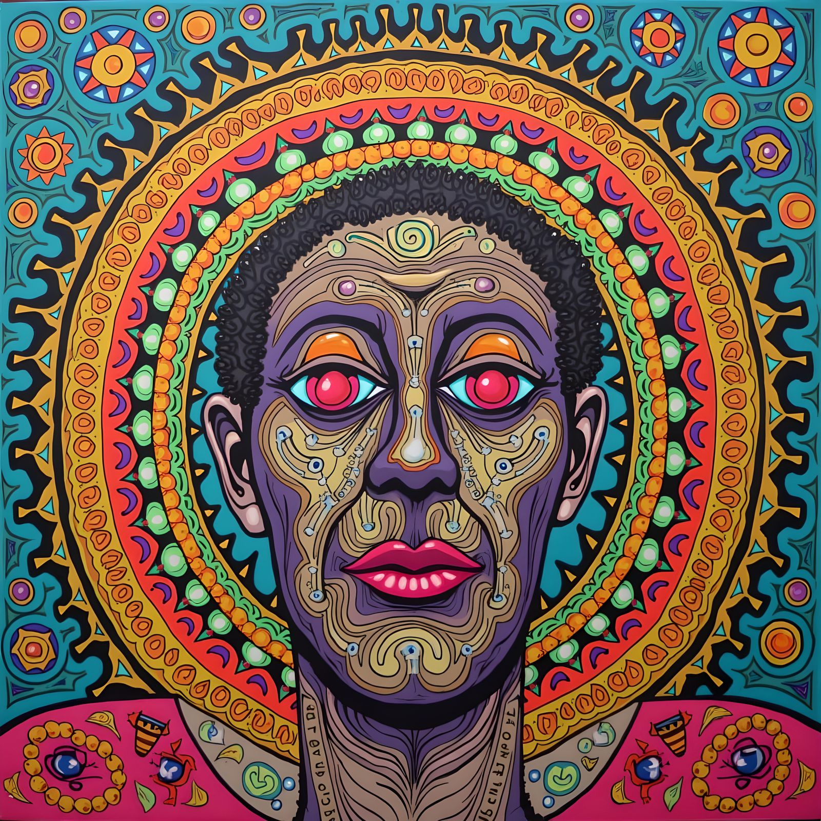 Psychedelic Snooper Trooper Mirror Art in Imagist Style