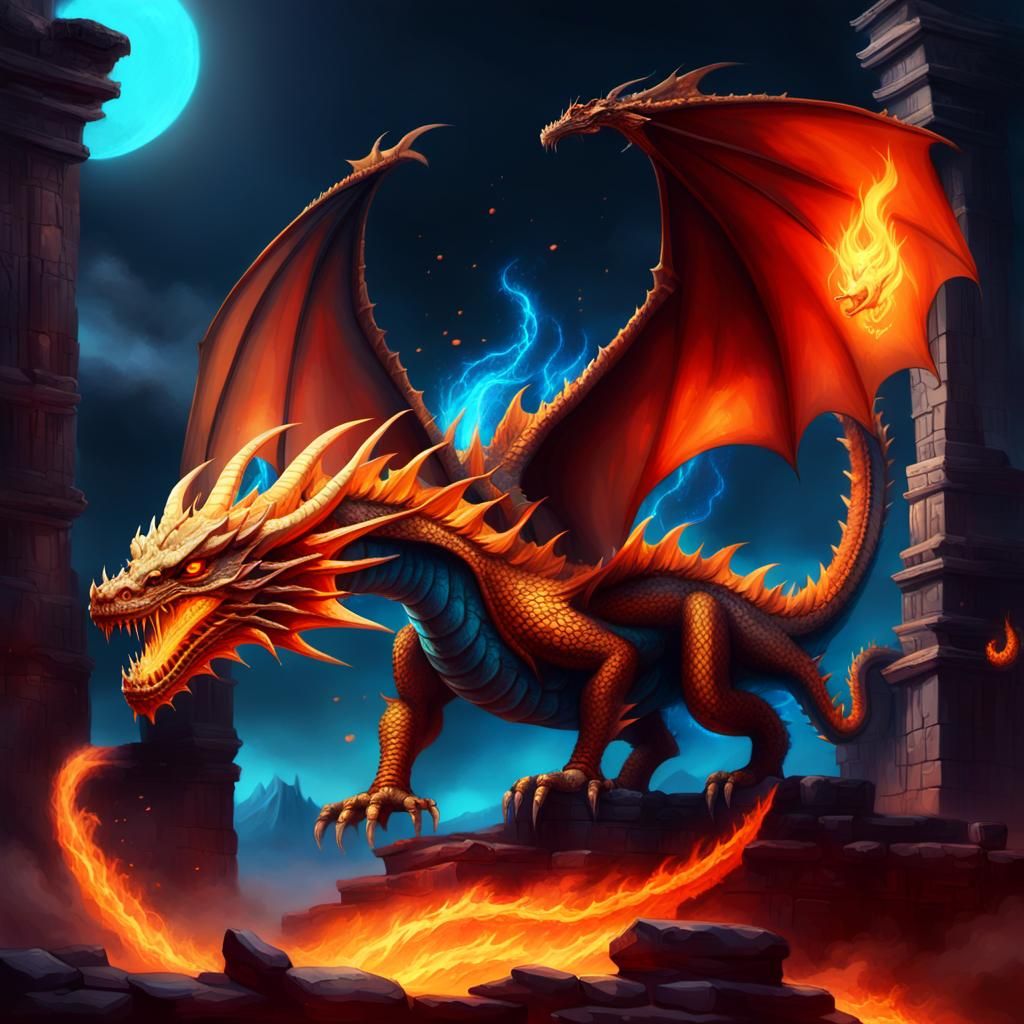 Dragon Emerges from Fiery Depths