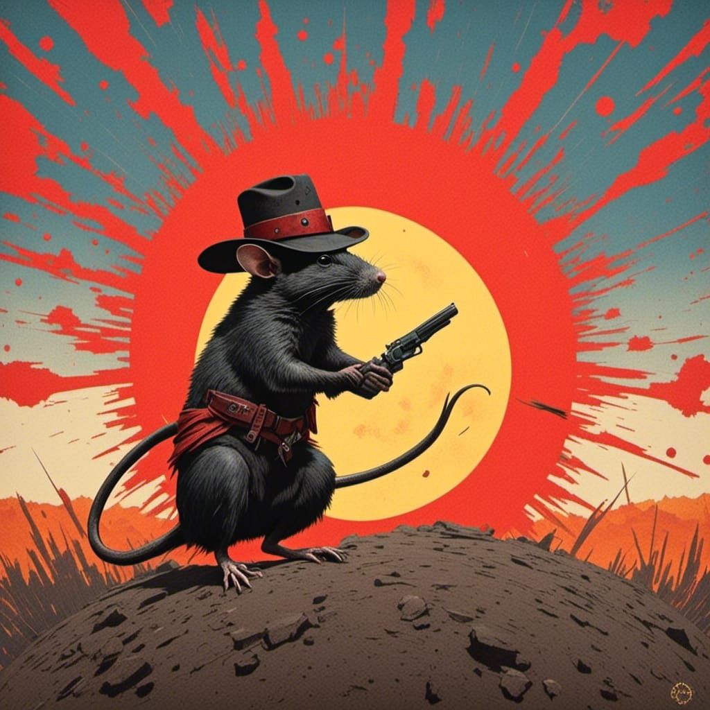 Cowboy Rat Gunslinger in Western Style