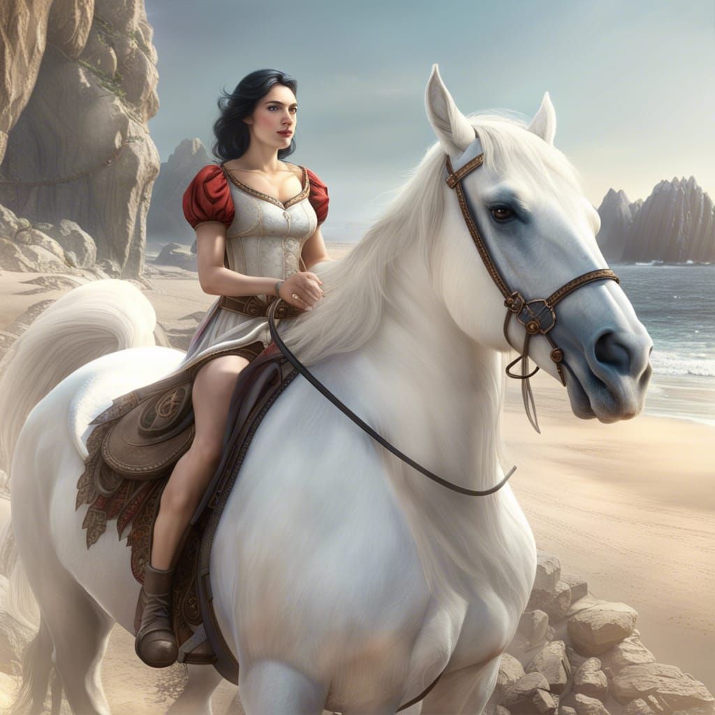 Snow White's Hyperreal Coastal Ride on White Horse