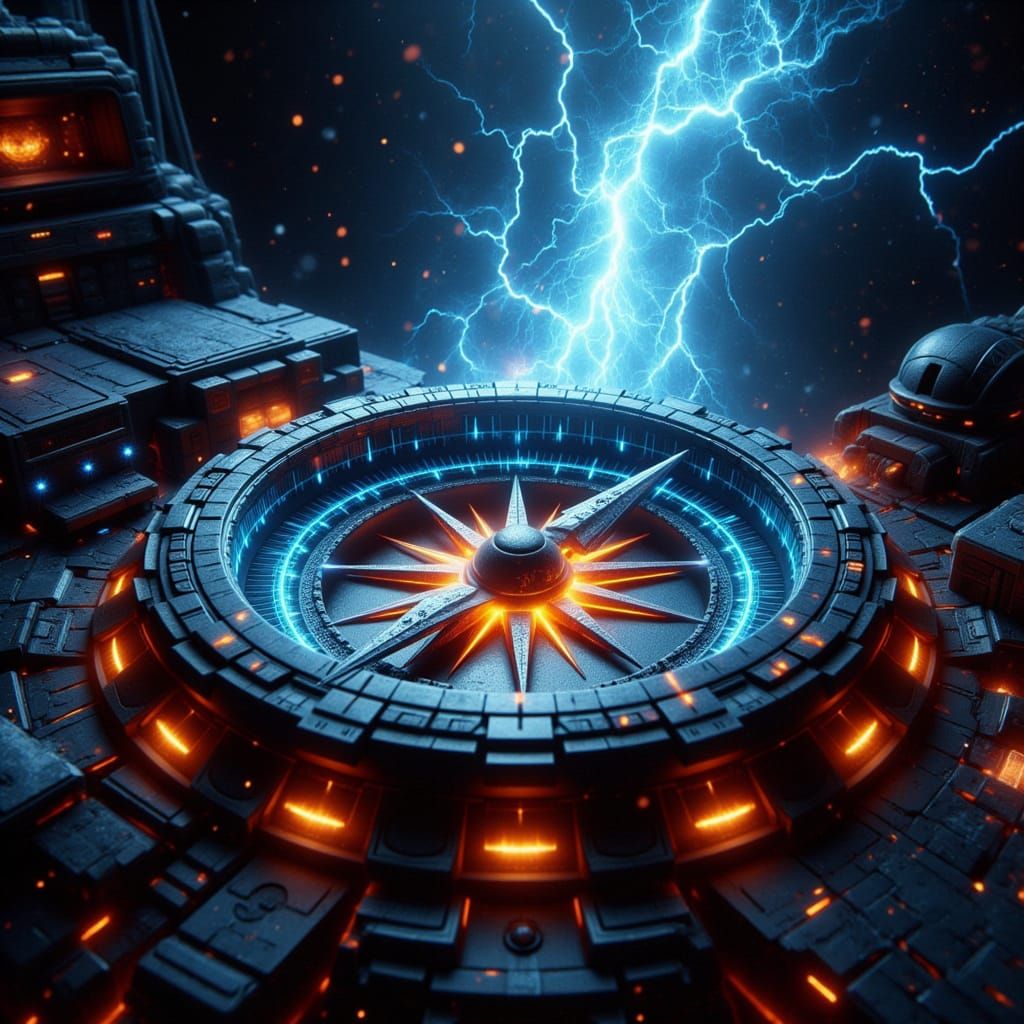 Futuristic Spaceship Compass in Biomechanical Style