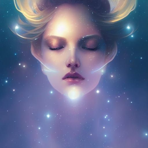 Celestial Woman Made of Stars Portrait