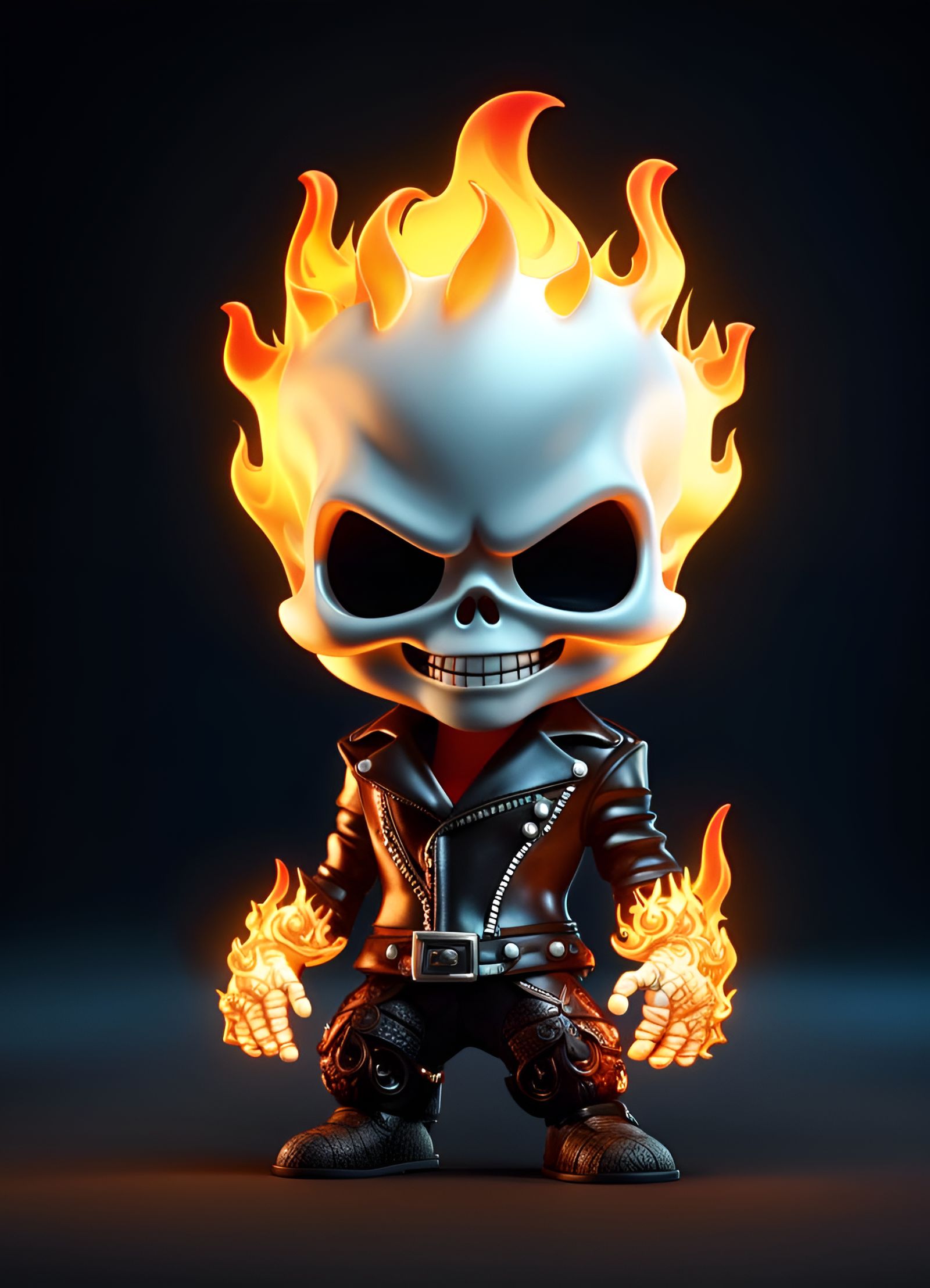 Adorable Chibi Ghost Rider with Gorgeous Flaming Details