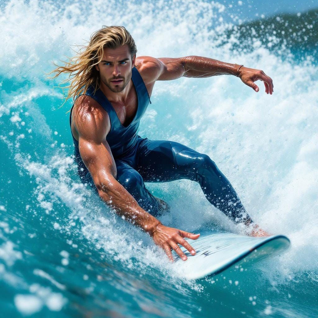 Surfer Rides Shark on Huge Wave