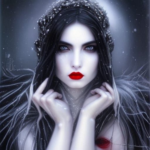 Gothic Snow Beauty Portrait in Fantasy Art Style