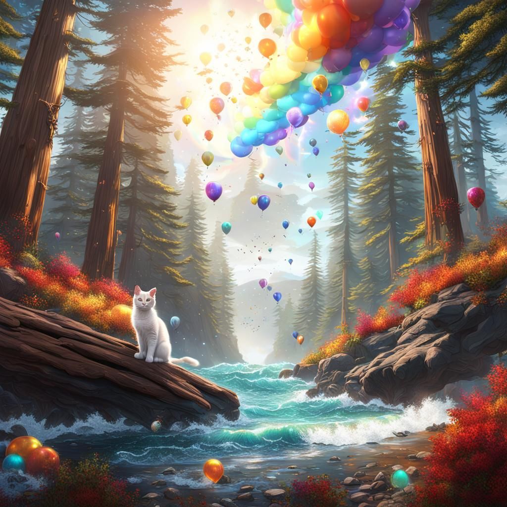 Surreal Landscape with Witches and Rainbow, Matte Painting