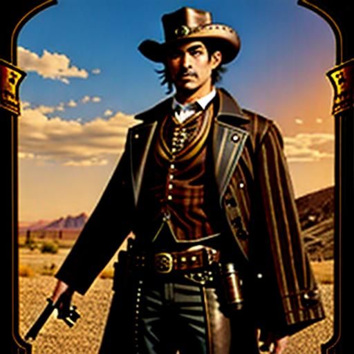 Steampunk Gunfighter in the Wild West
