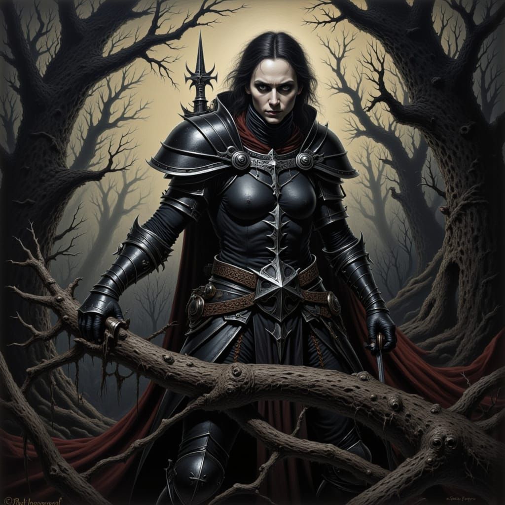 Epic Grimdark Fantasy Scene in Angus McBride Style