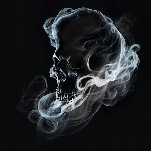 Ghostly Skull Made of Transparent Smoke