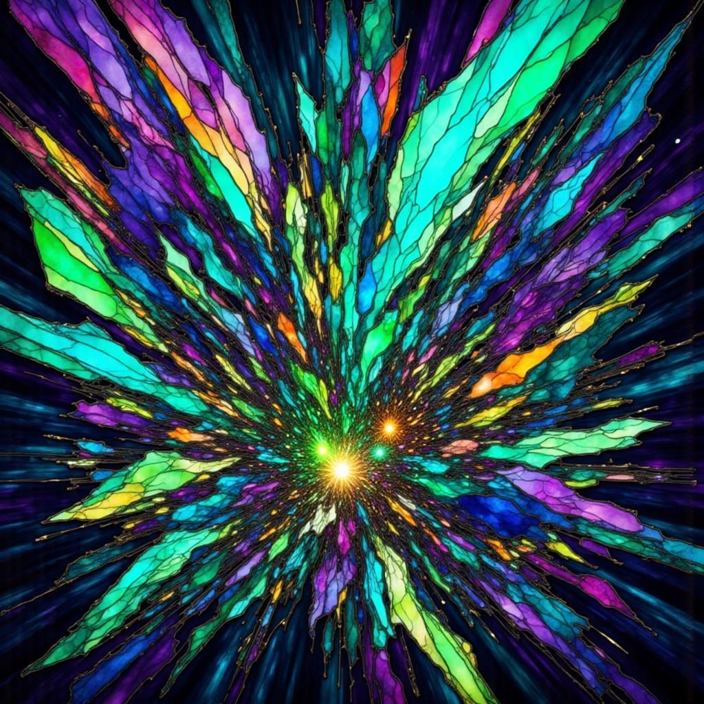 Abstract Geometric Shards in Neon Hues