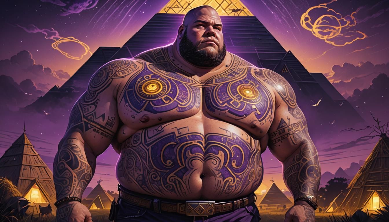 Mystical Tattoo Art: UFO Over Pyramid in Dark Fantasy