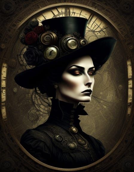 Elegant Steampunk Portrait in Sepia Tones