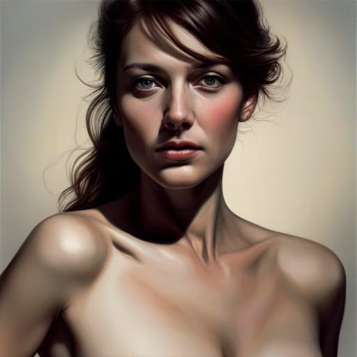 Dramatic Portrait of a Woman with Veins as Oil Painting