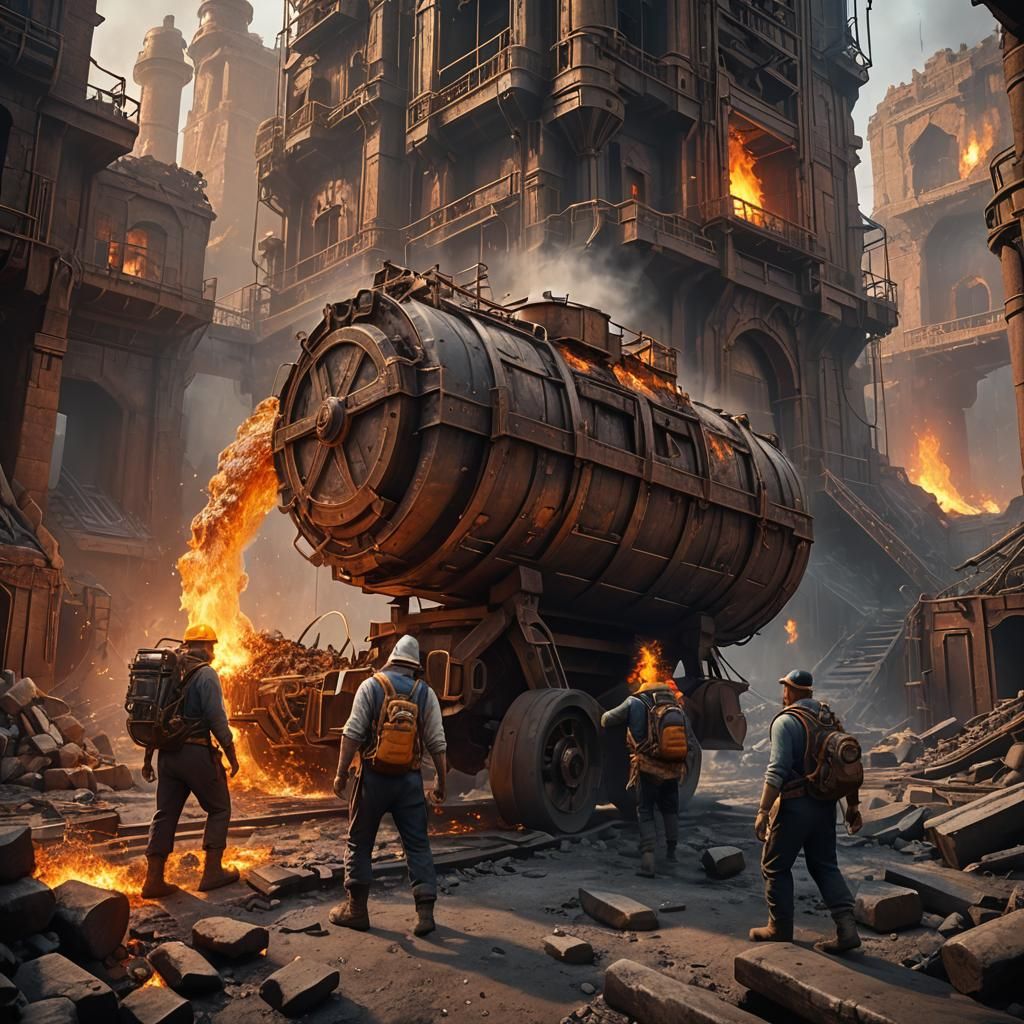 Molten Material Pouring from Furnace: Detailed Matte Paintin...