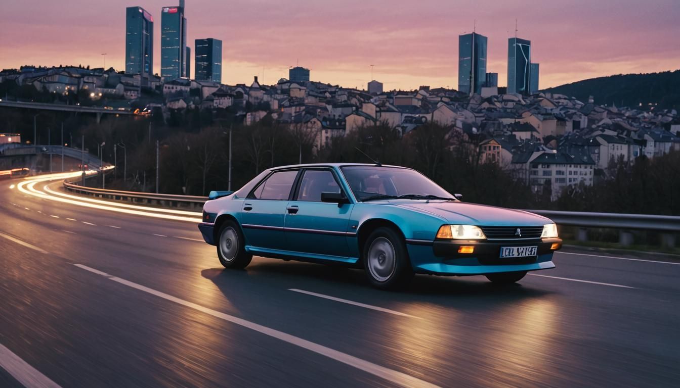 Retro Future Peugeot Concept in Neon Noir Style
