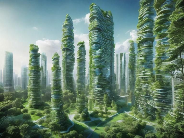 Futuristic Biomimetic Green City High-Rises