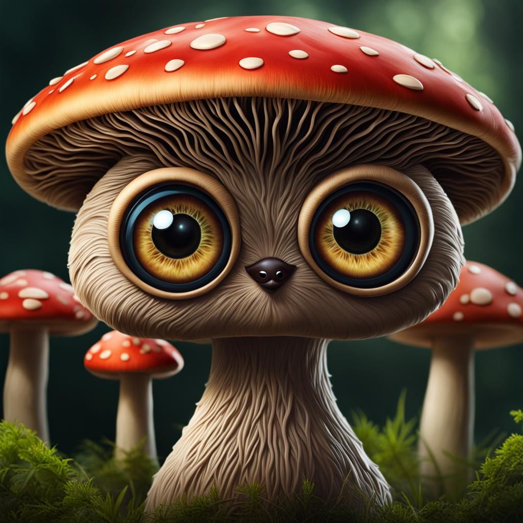 Latina Mushroom Sticker with Big Eyes