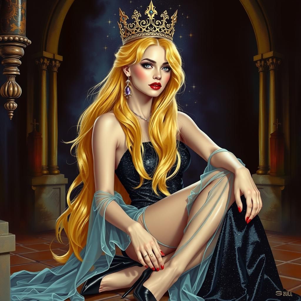 Sorayama Retro 80s Princess Daphne Oil Painting