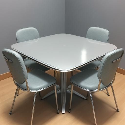 50s style silver, square formica dining table with vinyl cov...