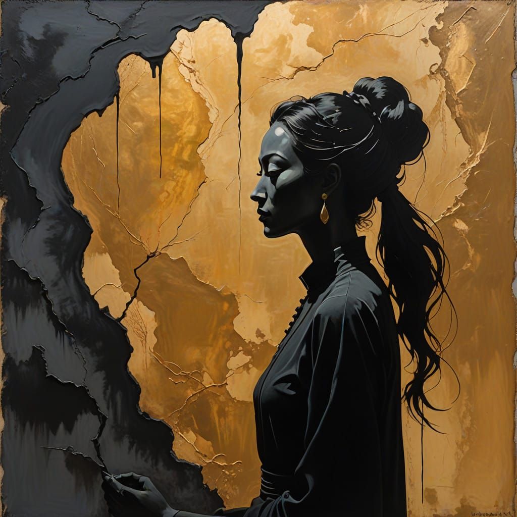 Ethereal Silhouette on Ancient Wall in Dreamlike Chinese Sha...