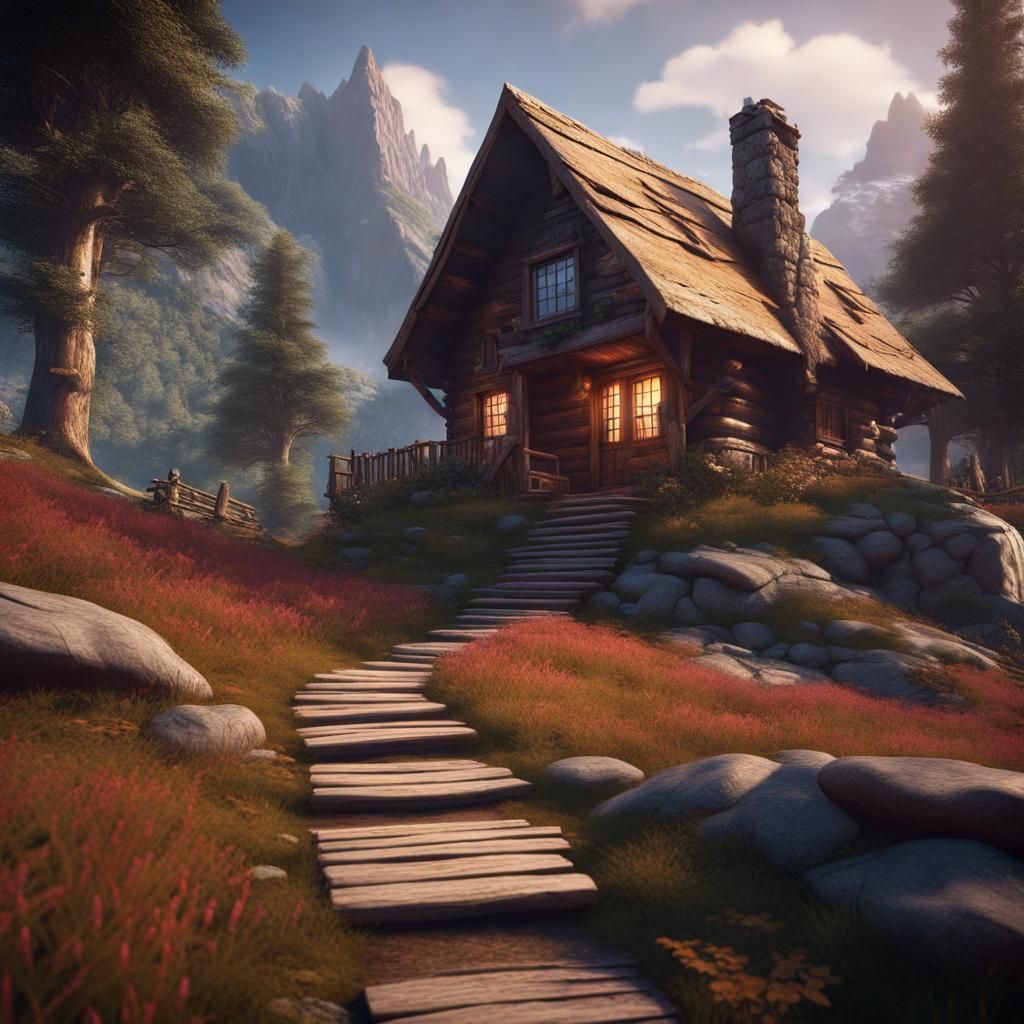 Cozy Cabin at the End of a Long Mountain Path