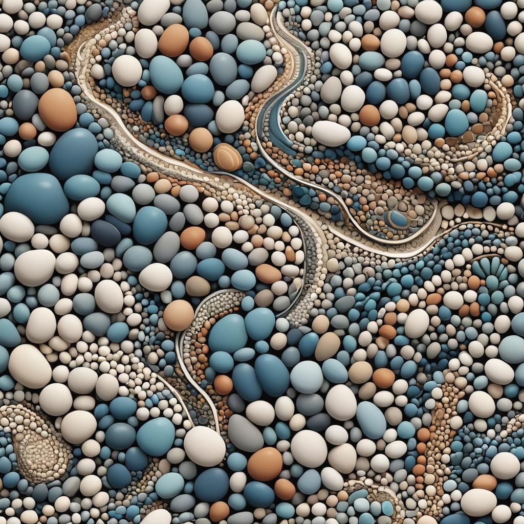 Abstract Pebble Beach with Vector Fractal Design