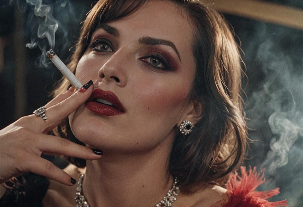 Femme Fatale in Film Noir Style Close-Up