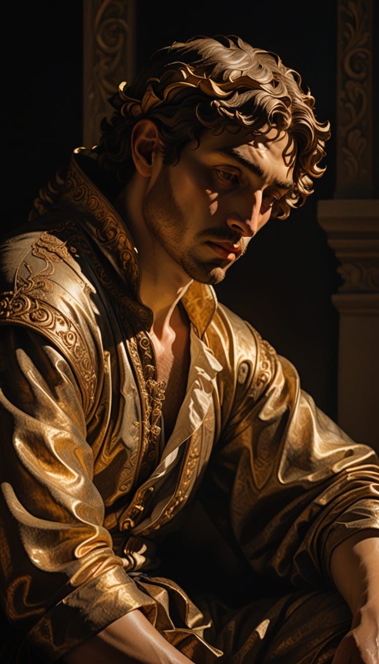 Weary Figure in Baroque Fusion Style