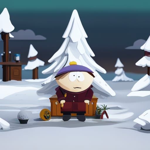 South Park Scene in Detailed Matte Painting Style