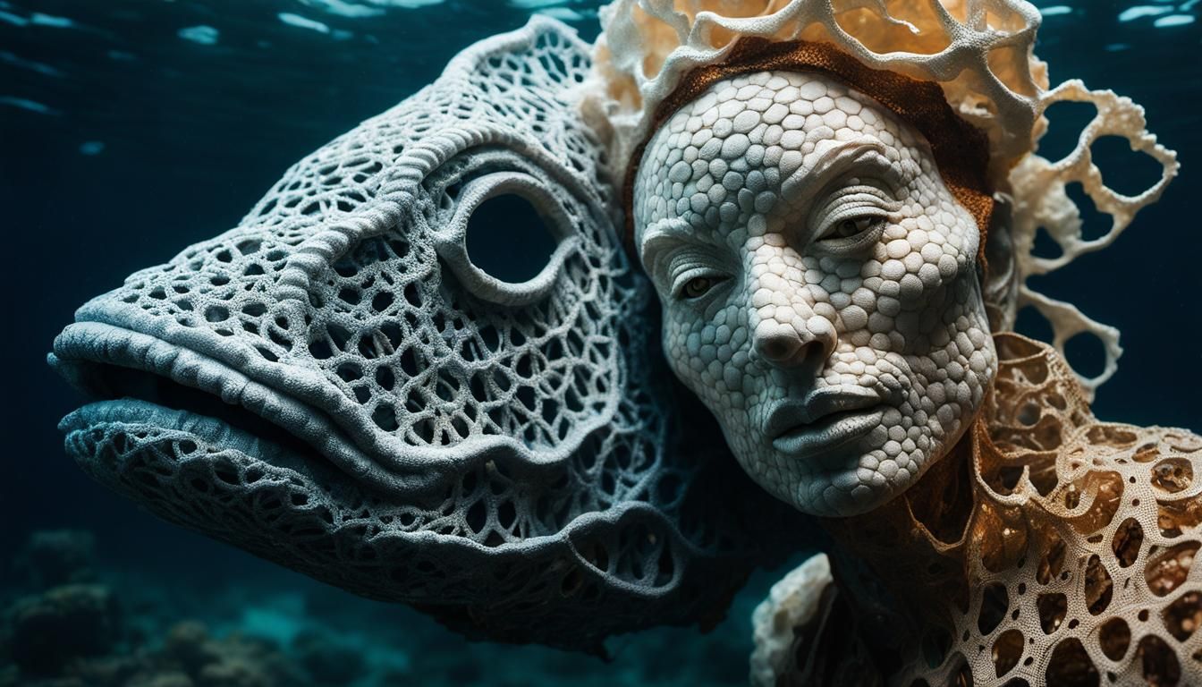 Dragon Girl Portrait with Honeycomb Lace Face