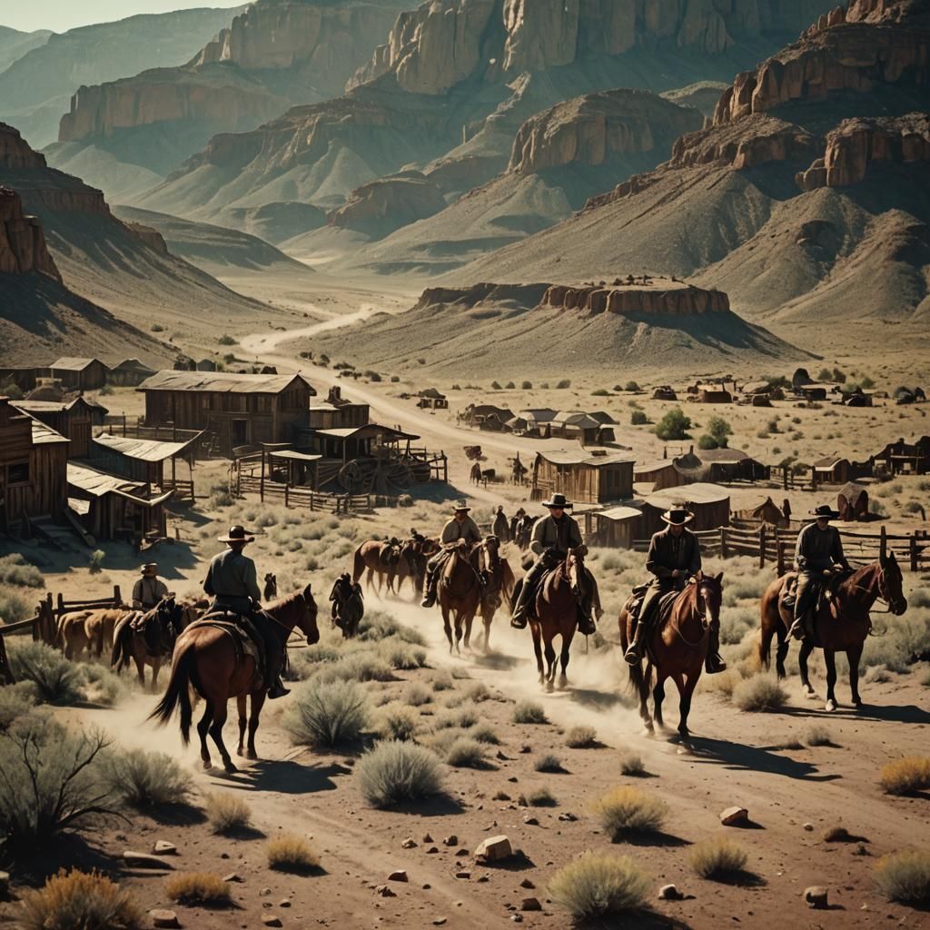 High Noon in the Old West: Cinematic Film Still