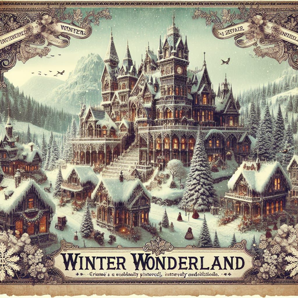 Victorian Village Winter Wonderland Postcard