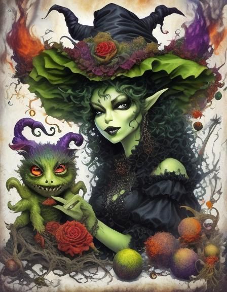 Wicked Witch Throwing Fireball in Fiery Dungeon