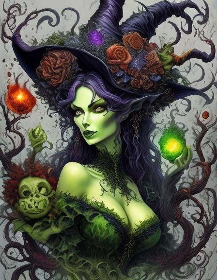 Wicked Witch Throws Fireball in Fiery Dungeon