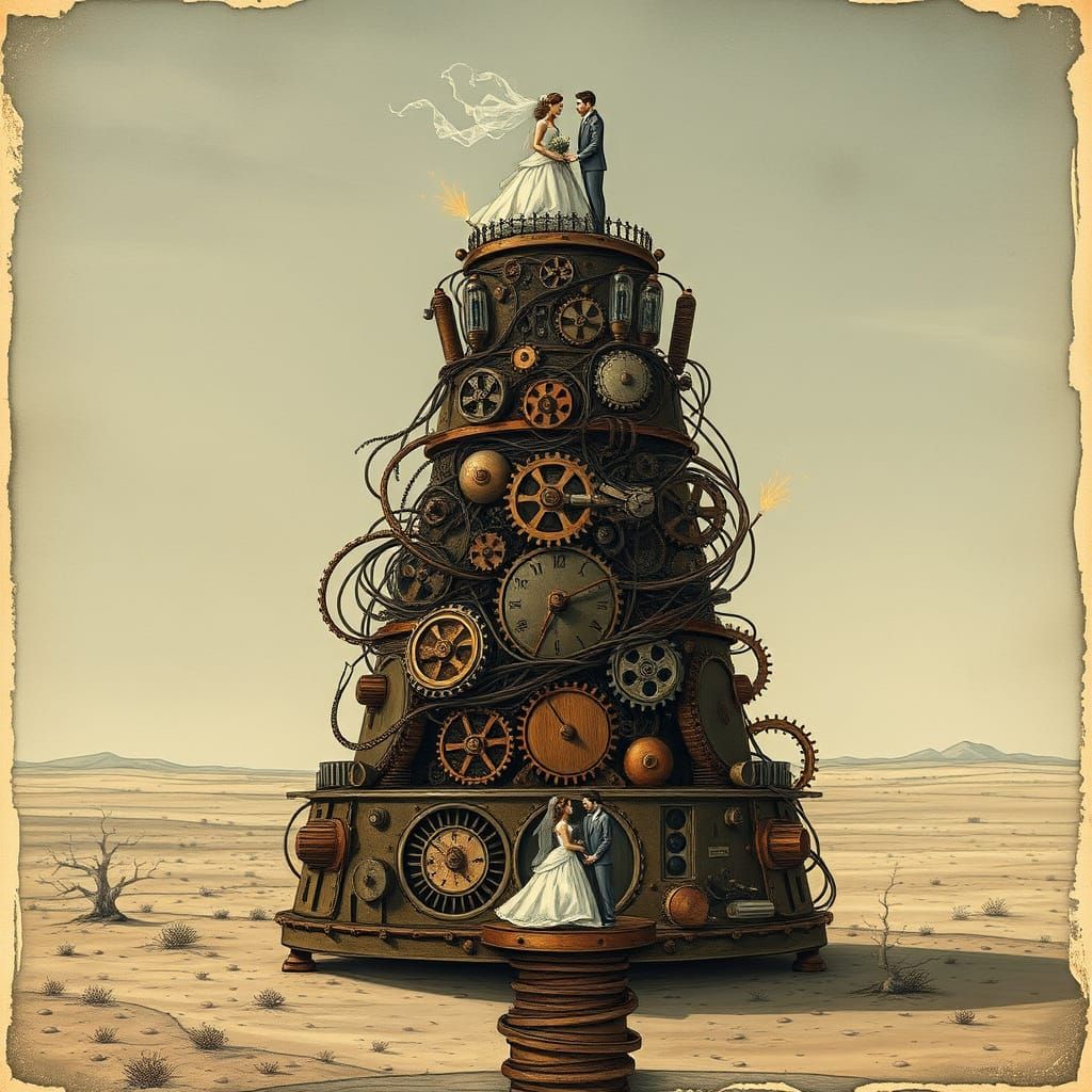 Clockwork Wedding Cake on Windswept Plain