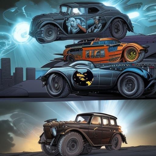 Batman's Custom Battle Vehicle: Comic Book Art
