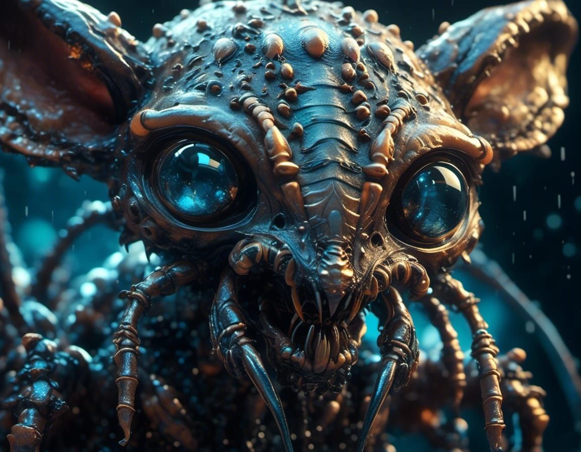 Mutated Ant Bear Hybrid in Cosmic Horror Style