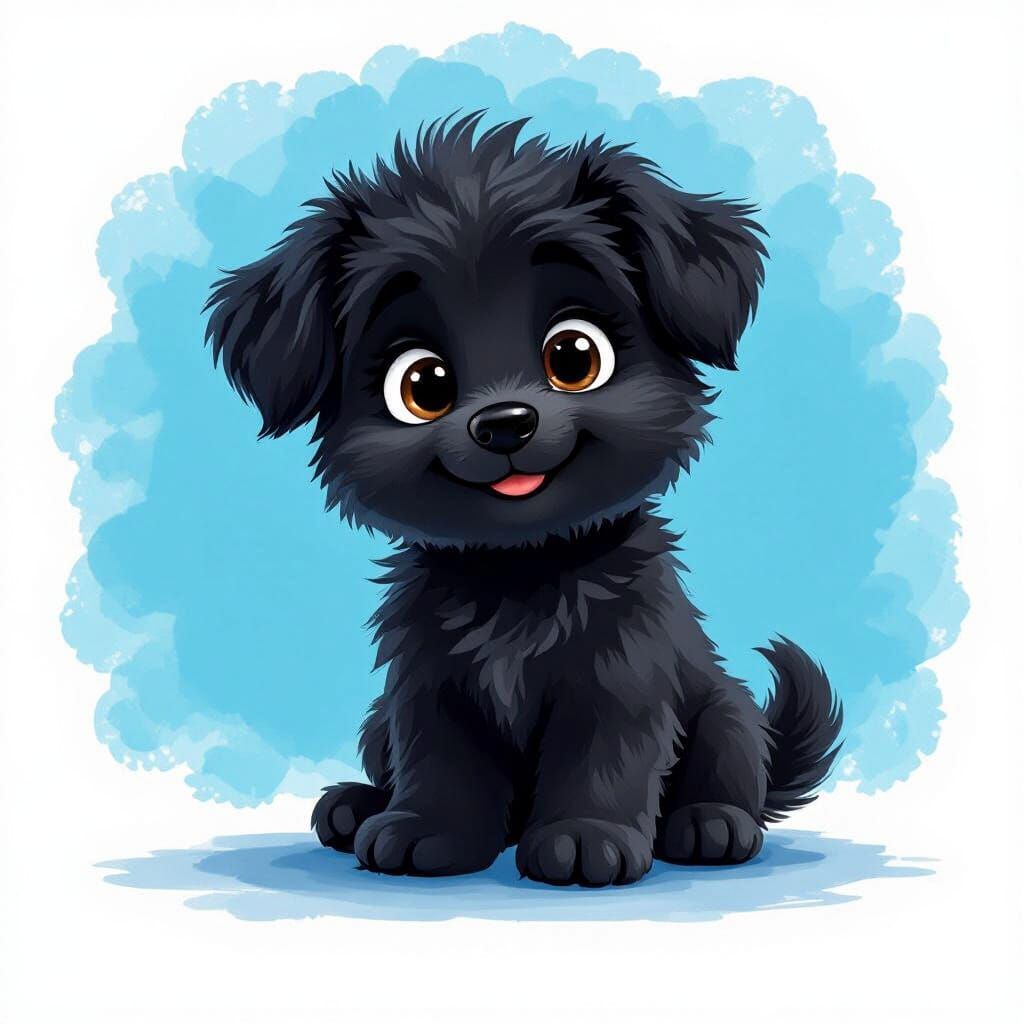 Adorable Animated Puppy on Electric Blue Background