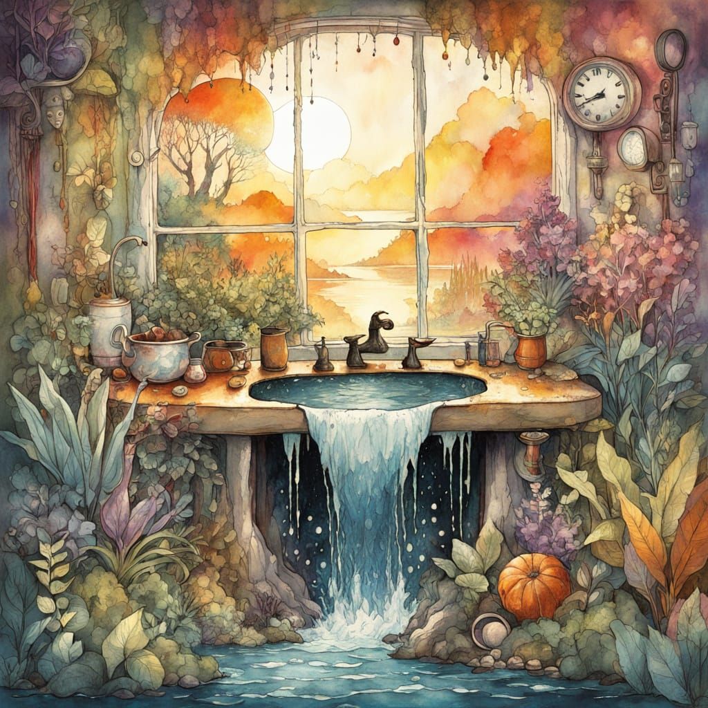 Whimsical Waterfall Creates Lush Houseplant Forest