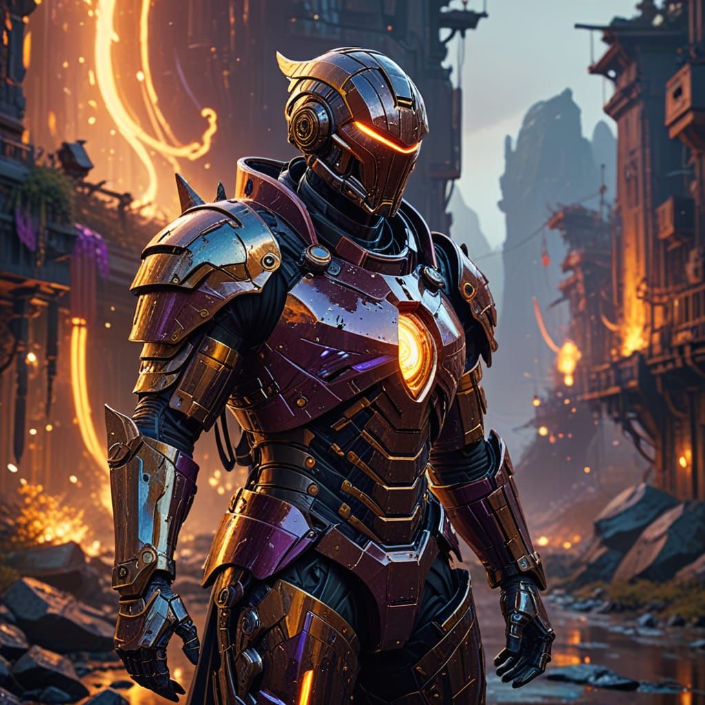 Ethereal Warrior in Luminous, Dreamlike Realm