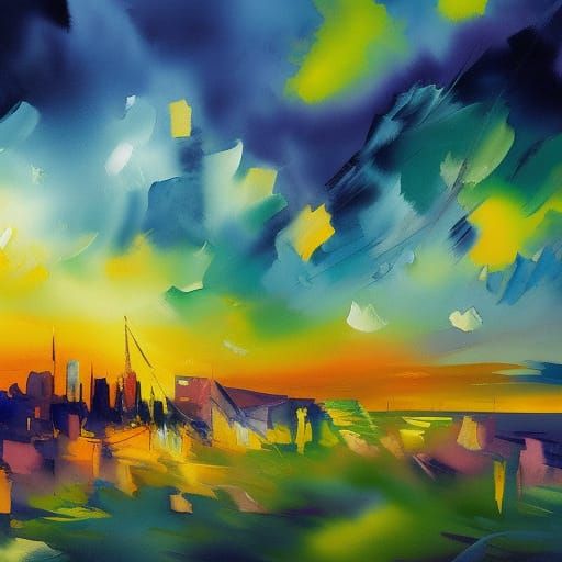 Dancing Shadows: Impressionist Gouache Watercolor Masterpiec...