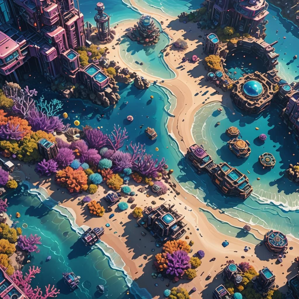 Sci-Fi Coral Reef Aerial View in Unreal Engine