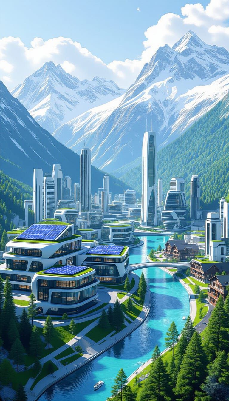 Futuristic Green City Blends Scandinavian Minimalism