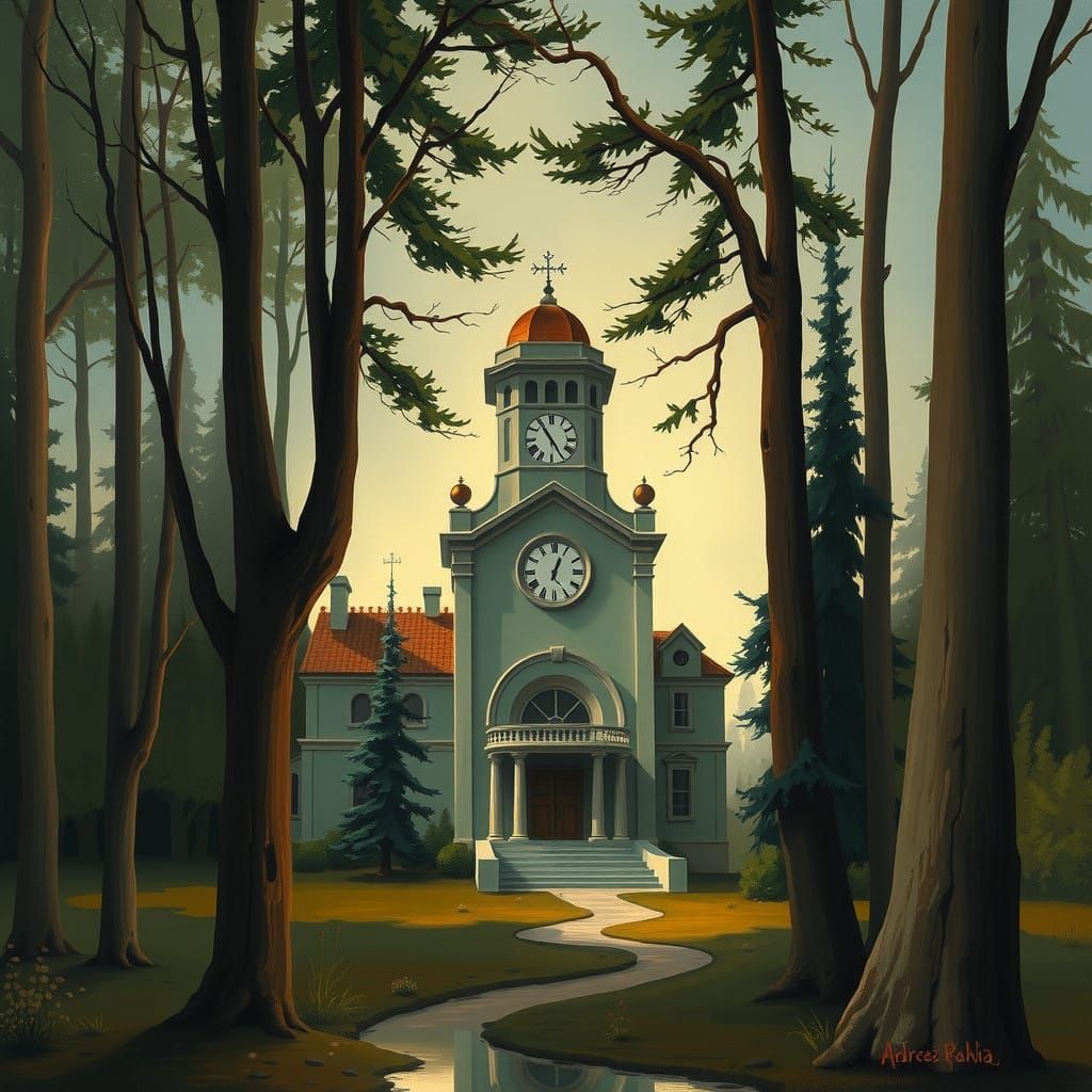 Art Deco Clock Tower in Enchanted Forest