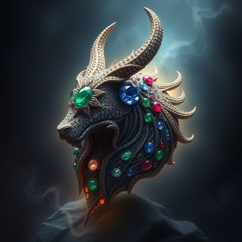 Mystical Rune Adorned with Sapphires and Rubies in Symbolic ...