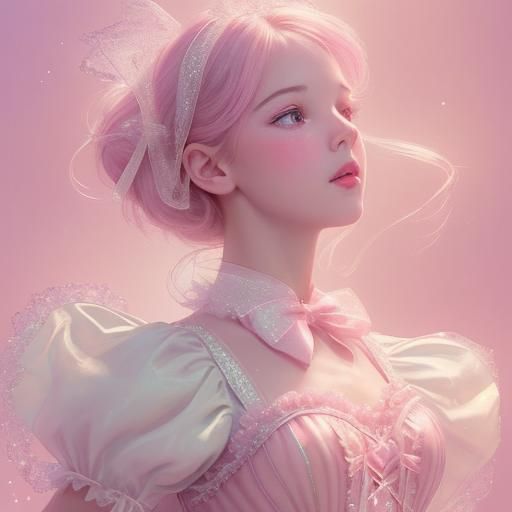 Pastel Pink Christmas Ballerina in Splash Art Style